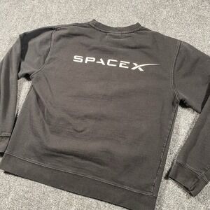 SpaceX Womens Size Medium Crew Neck Sweatshirt Spellout Graphic Faded Black
